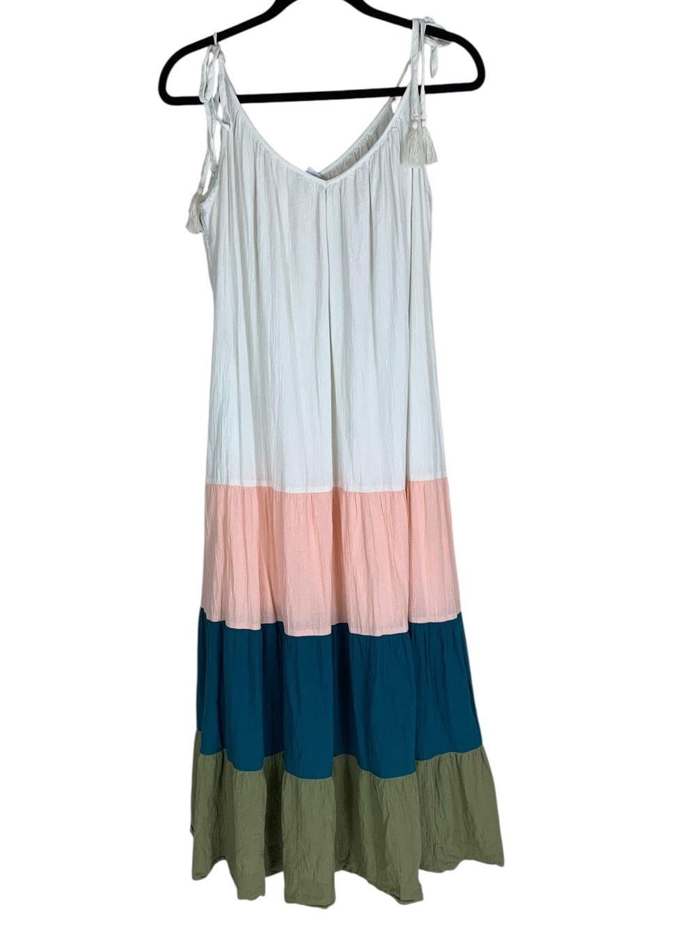 Women's Old Navy Striped Tiered Sleeveless Cotton Gauze Maxi Dress Size S Boho